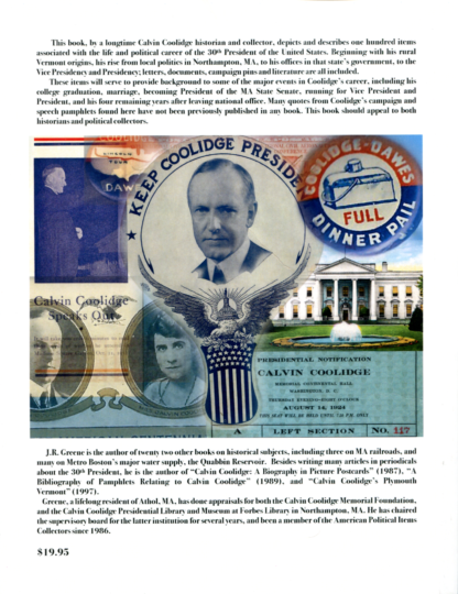 back cover of Calvin Coolidge in 100 Objects