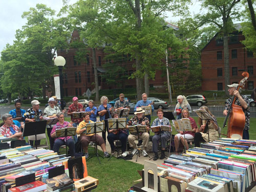 outdoor book sale with AEIOUkes