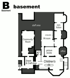 floor plan of Forbes library basement