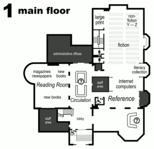 floor plan of the main floor of Forbes Library