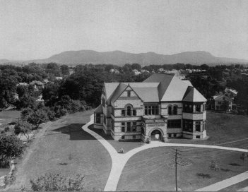 Photograph of Forbes Library from the College Tower