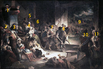 Annotated image of the oil painting, The Angel of Hadley