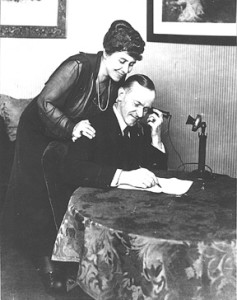 Coolidge talking on the telephone