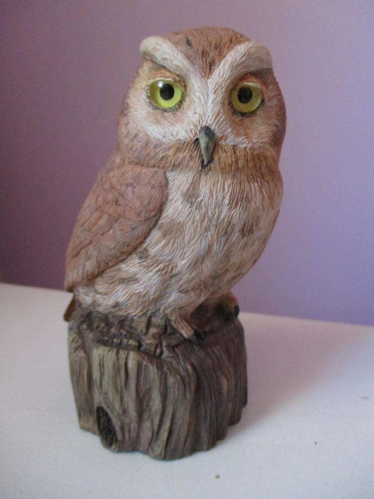 Screech Owl - acrylic on tupelo by Janice Doppler