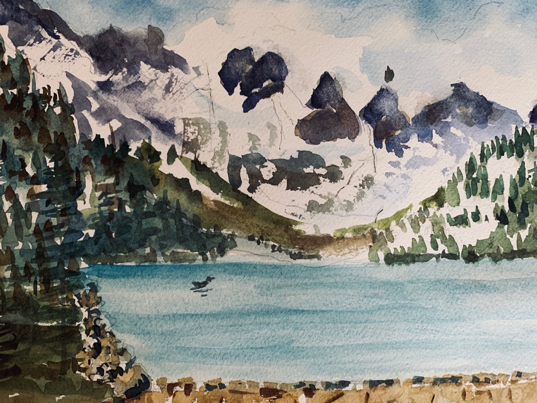 Lake Louise. water color by Marjorie Tauer