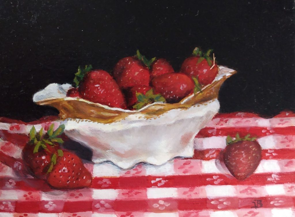 Strawberries, Oil, by Valerie Bassett