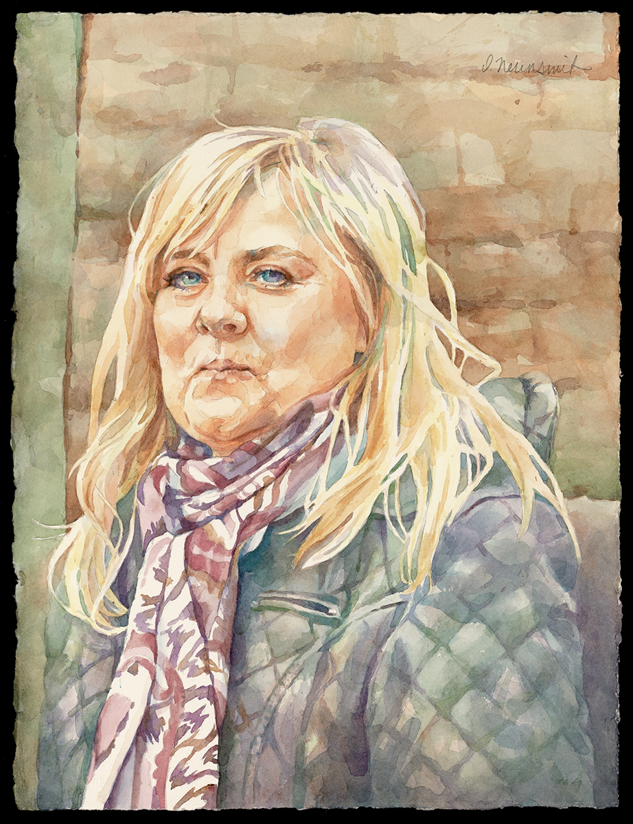 Modern Mona, watercolor by Diane Nevinsmith