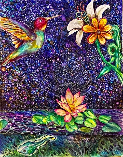 Silent Summer Night, Colored Pencil, Water Color Pencil by Amy Dawn Kotel-Swift
