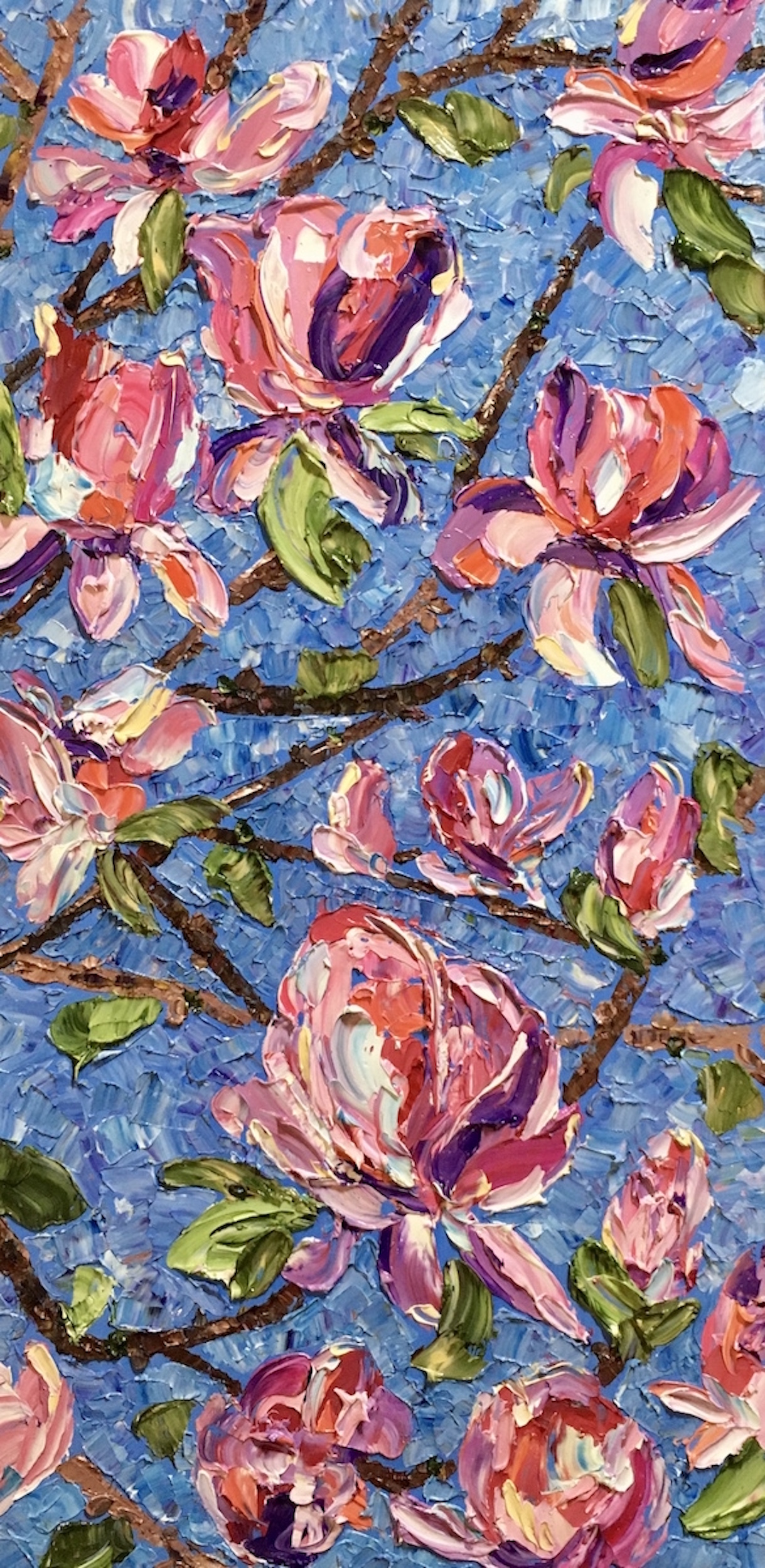 Magnolias, Oil on Birch by Kerstin Glaess