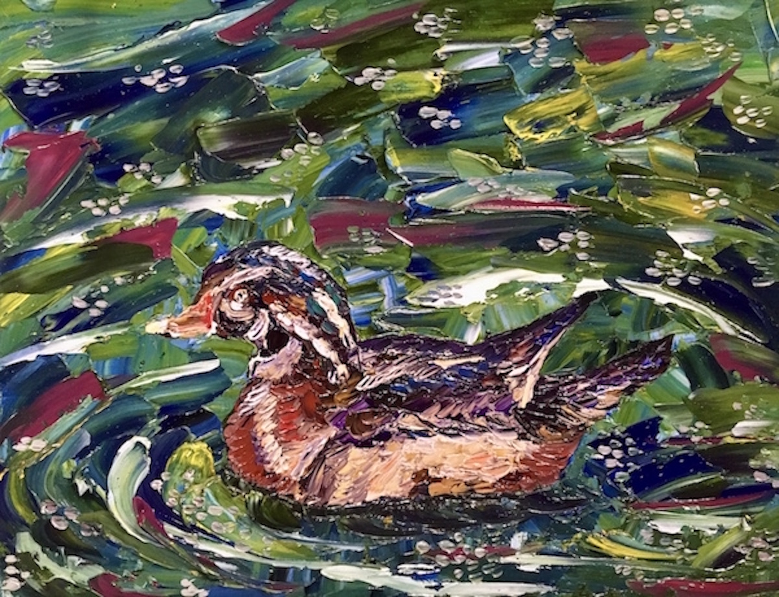 Paddle Furiously, Oil on Pastelboard by Kerstin Glaess