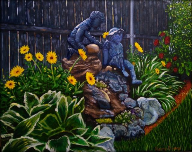 Angels in the garden, oil painting by Harold Dumas