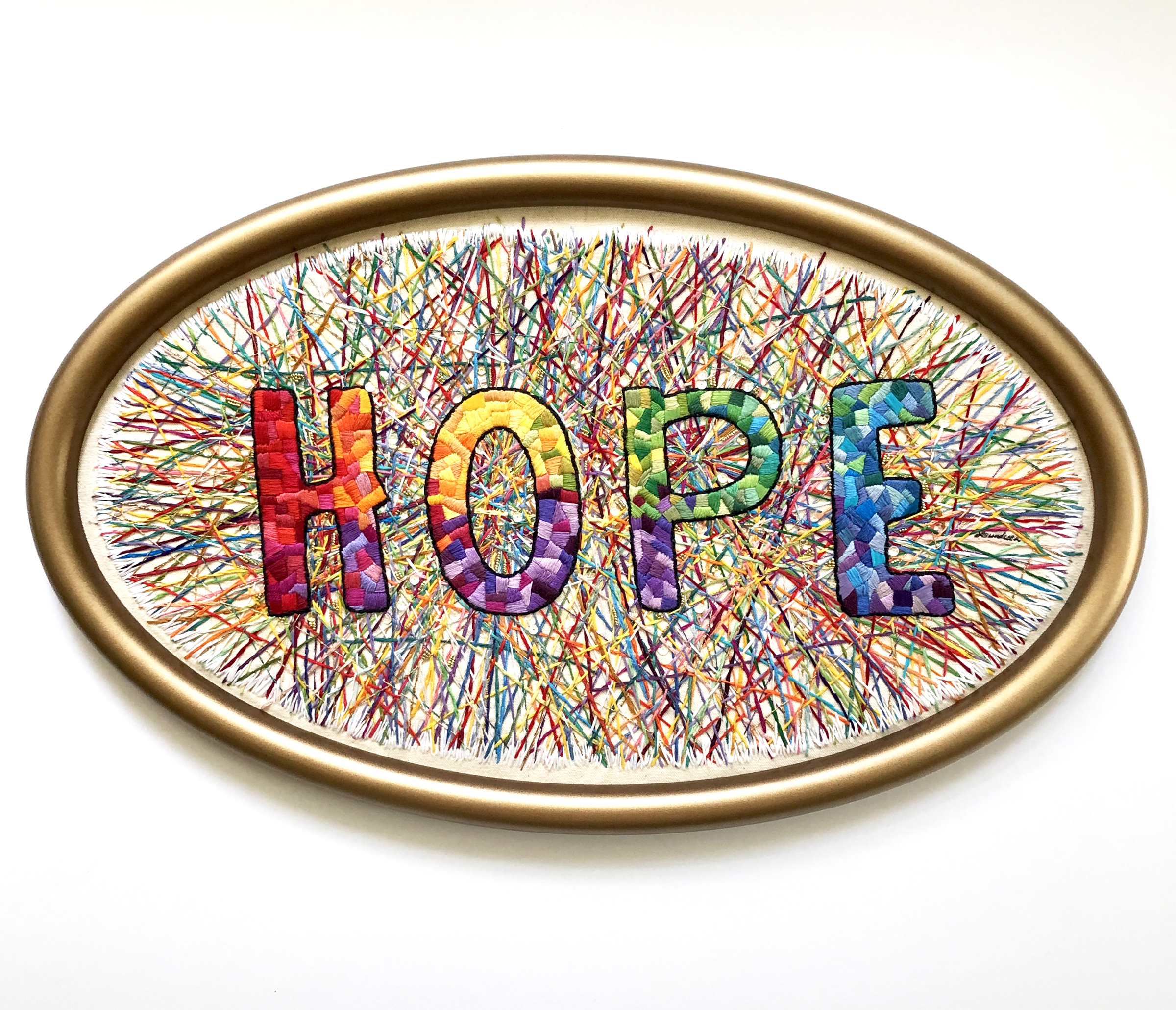 Hope - Thread on Canvas by Laura Bundesen