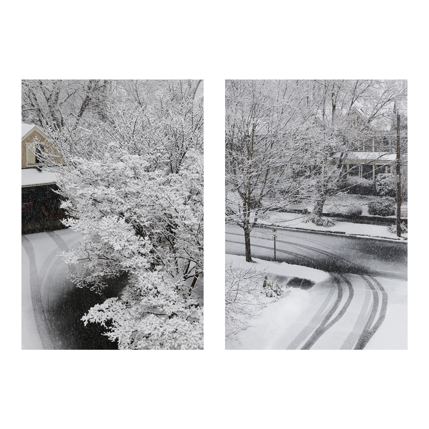 Last Snowfall, Northampton (Diptych), digital photograph by Robert Croll