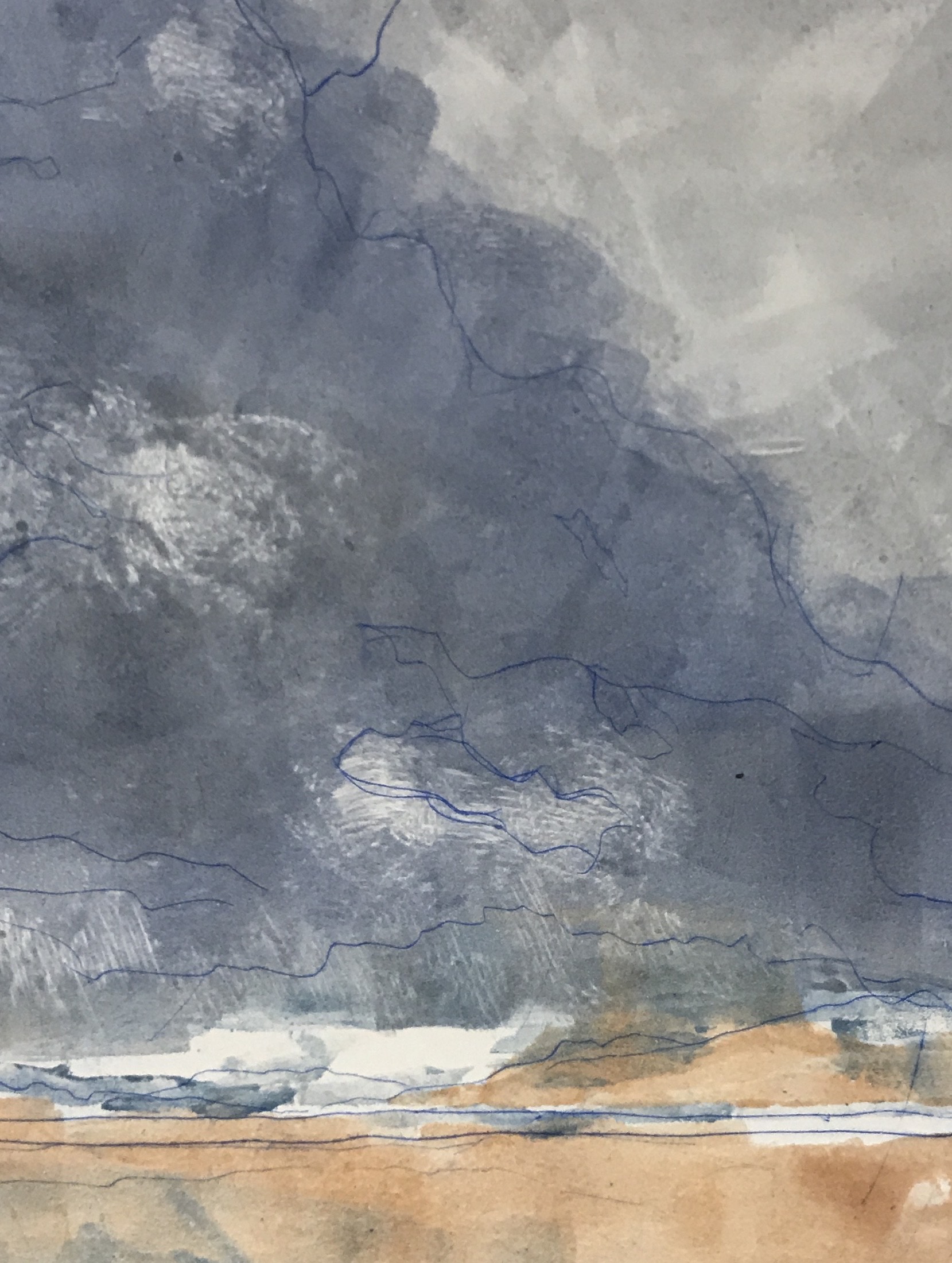 Upcoming Storm - monotype / dry point etching by Olwen Dowling