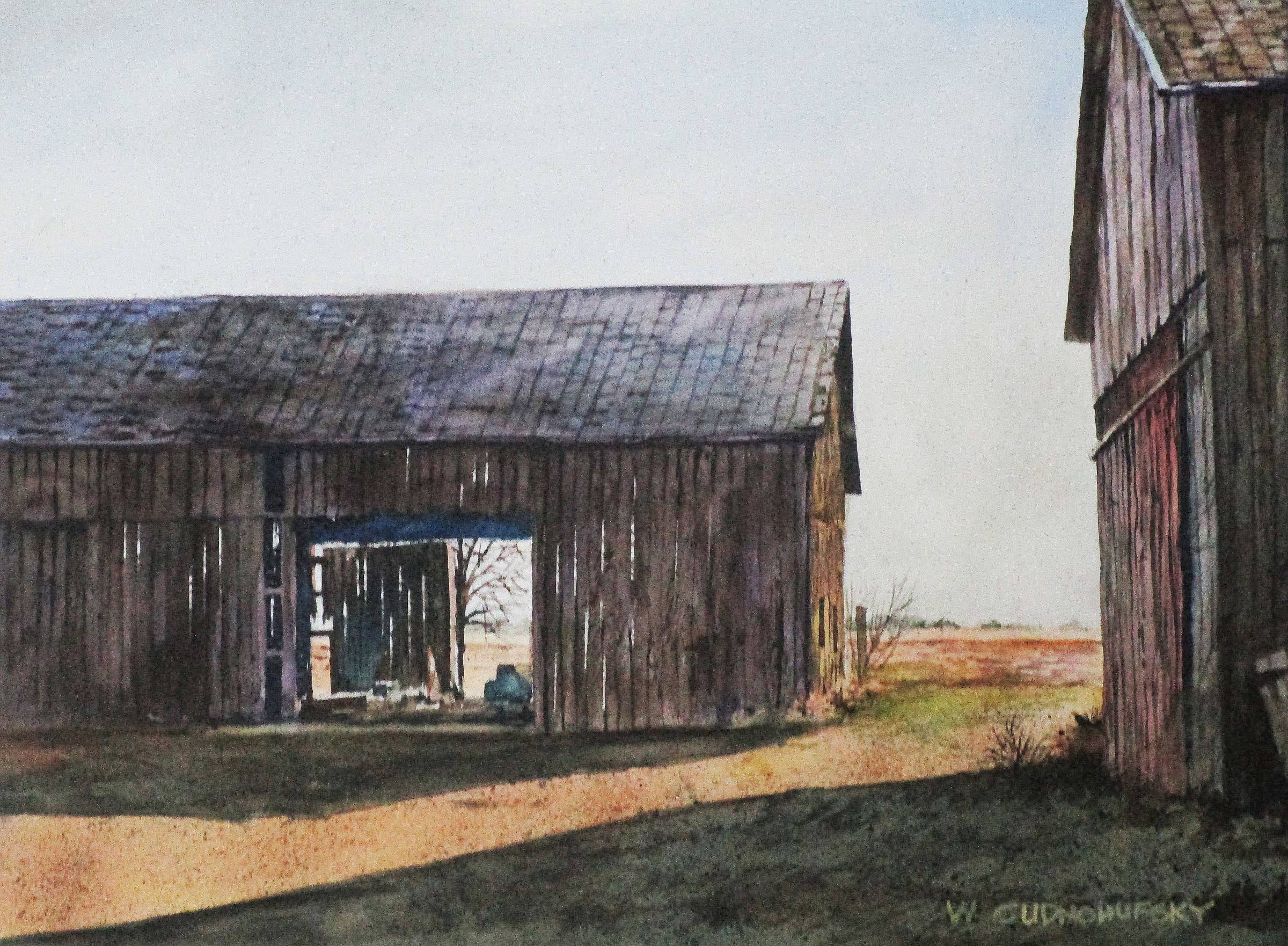 Michigan Barn, Watercolor by Walter Cudnohufsky