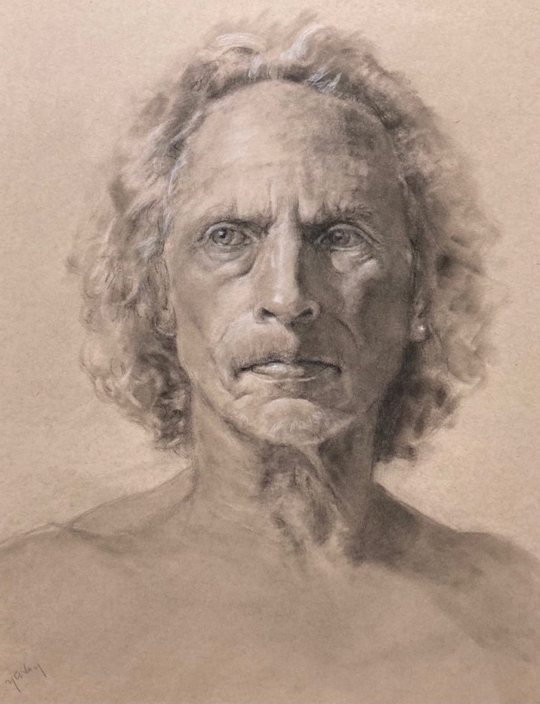 Portrait of Paul, charcoal and chalk by Lisa Yeisley