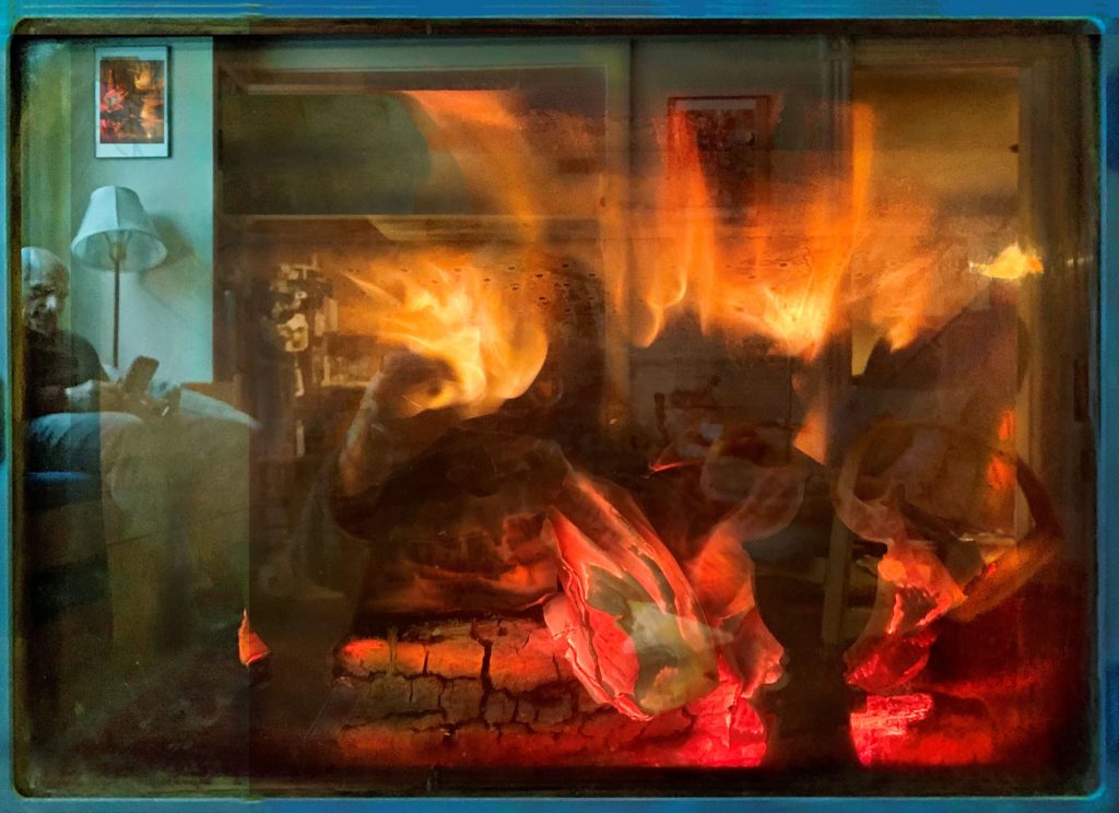 Wood Stove, photomontage by Laura Holland