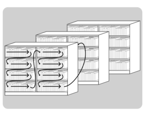 block arrangement diagram for double faced shelving